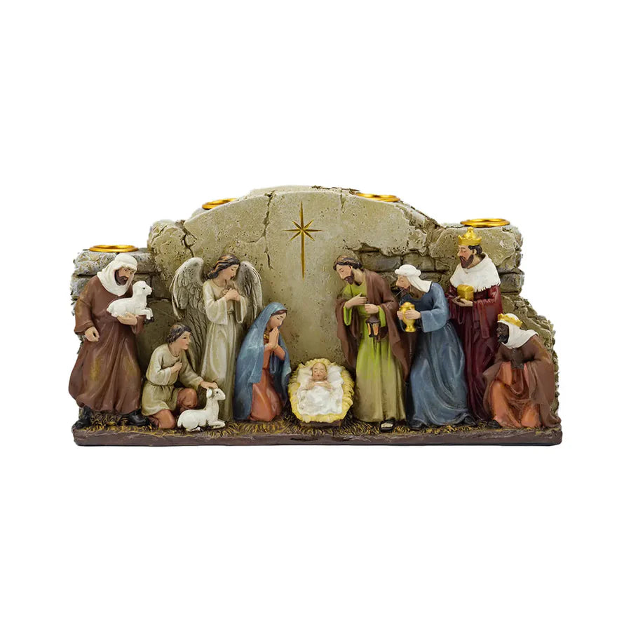 Nacimiento con bases para velas 13cm